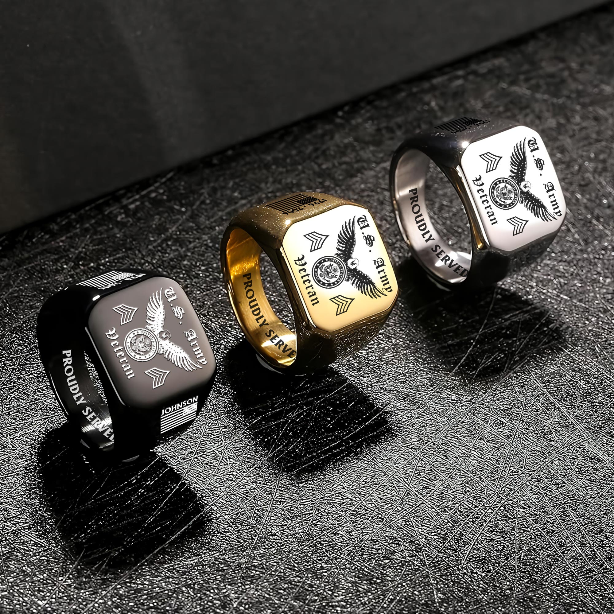 US Army, W 4 Army Chief Warrant Officer 4 - Engraved Men's Ring - Image 7