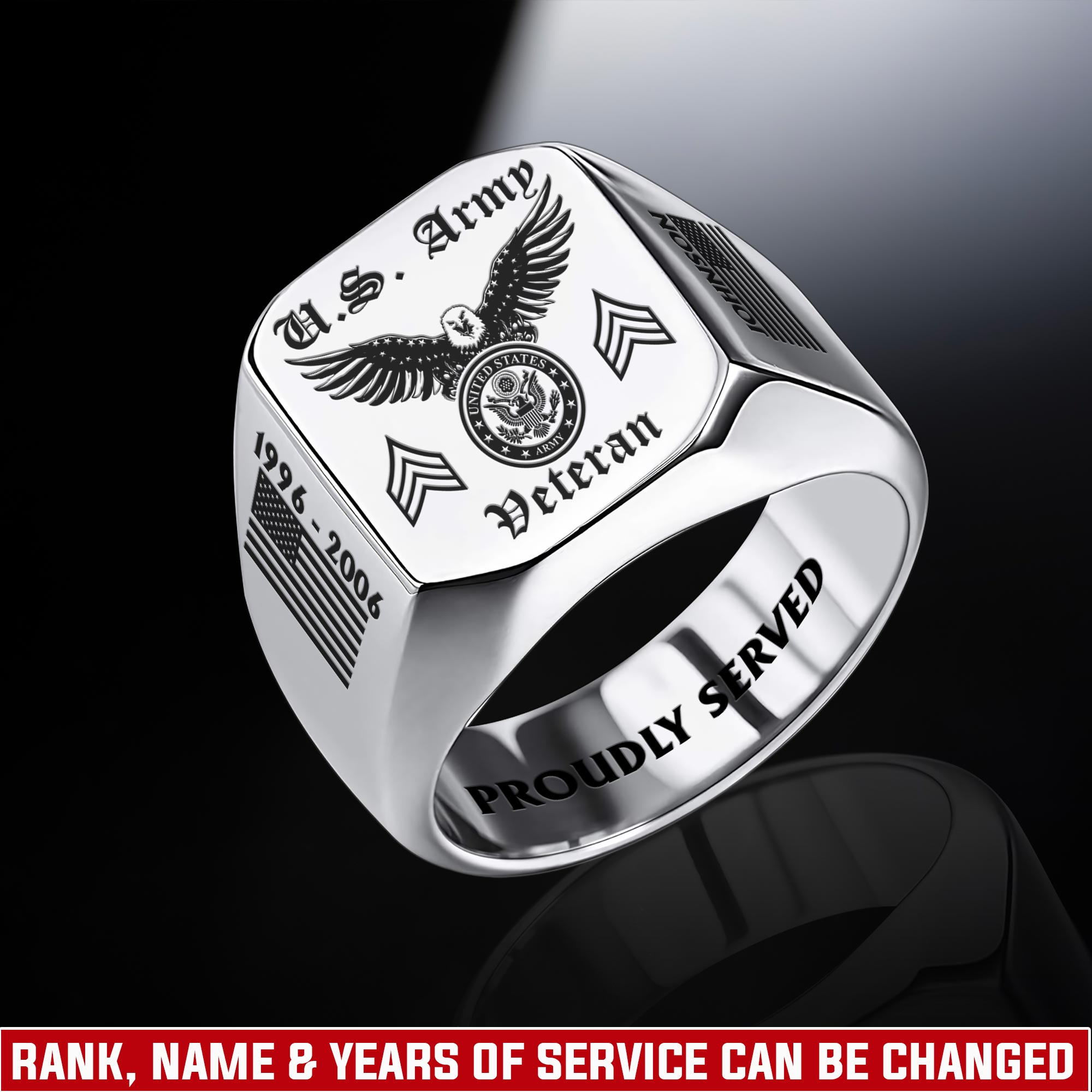US Army, W 4 Army Chief Warrant Officer 4 - Engraved Men's Ring