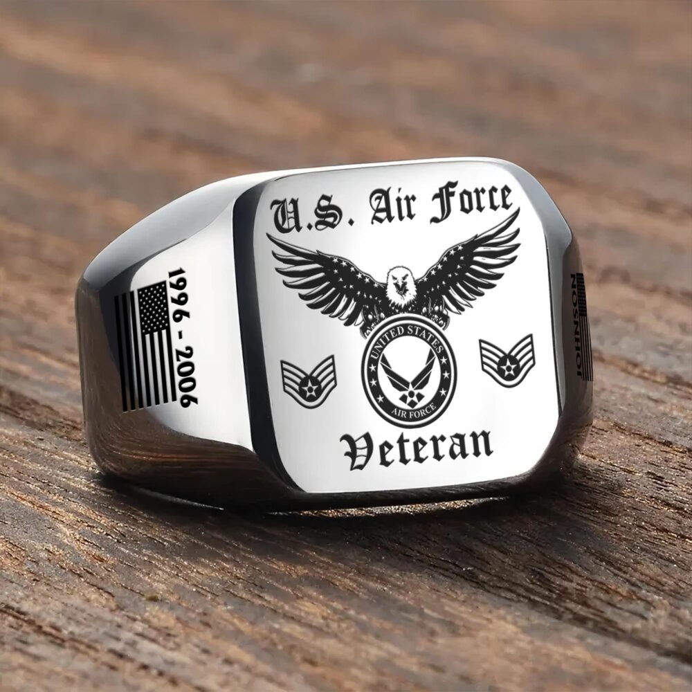 US Air Force , Honor The Fallen - Engraved Men's Ring - Image 3