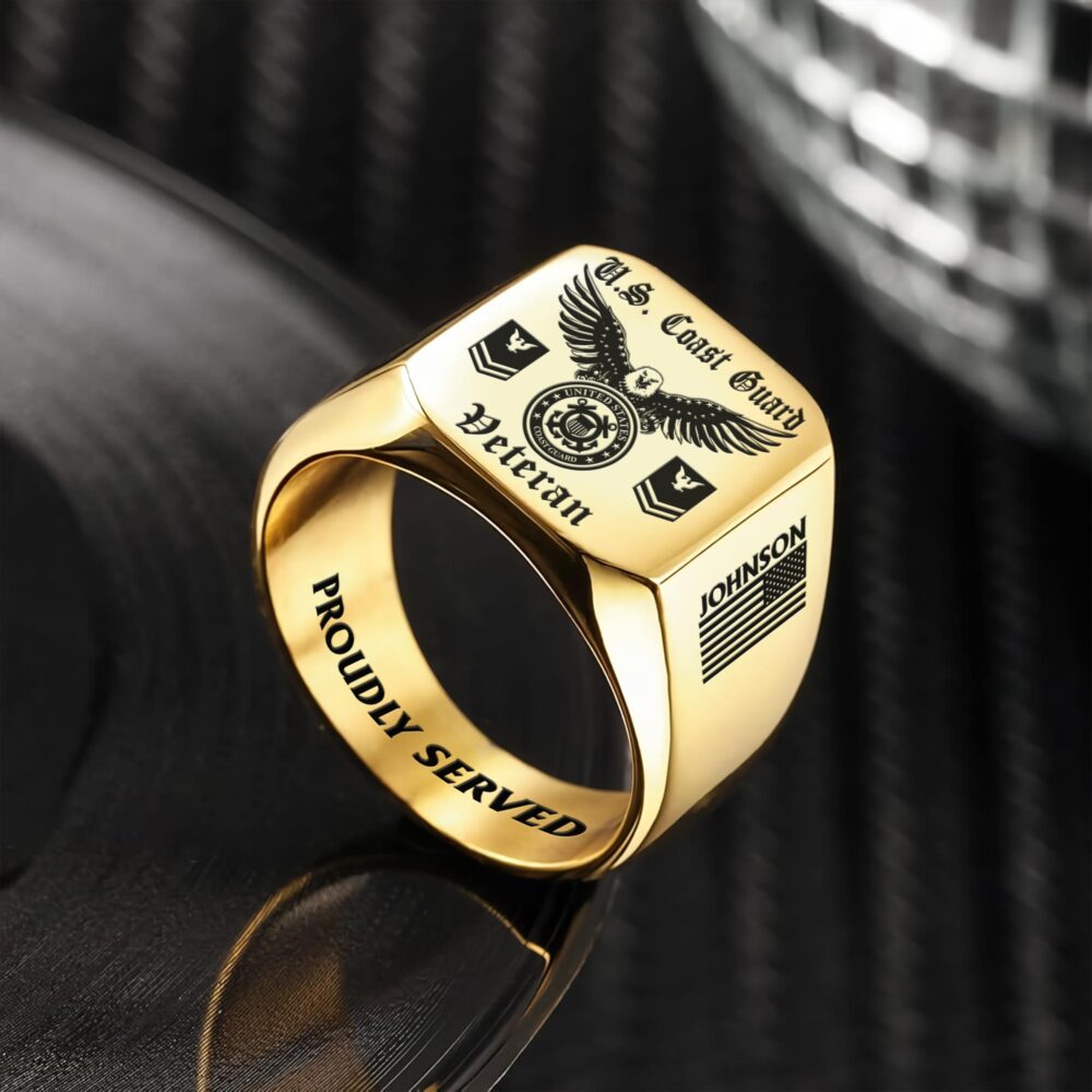 US Coast Guard, Honor The Fallen - Engraved Men's Ring - Image 2