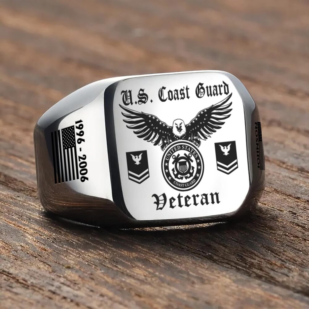 US Coast Guard, Honor The Fallen - Engraved Men's Ring - Image 3