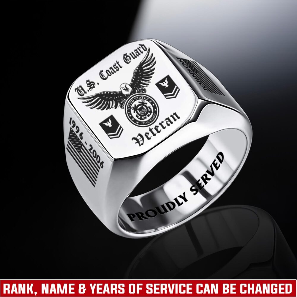 US Coast Guard, Honor The Fallen - Engraved Men's Ring