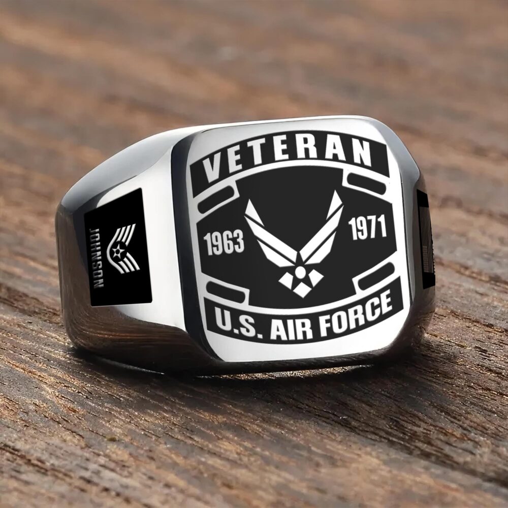 US Air Force , Aim High … Fly-Fight-Win - Engraved Men's Ring - Image 3