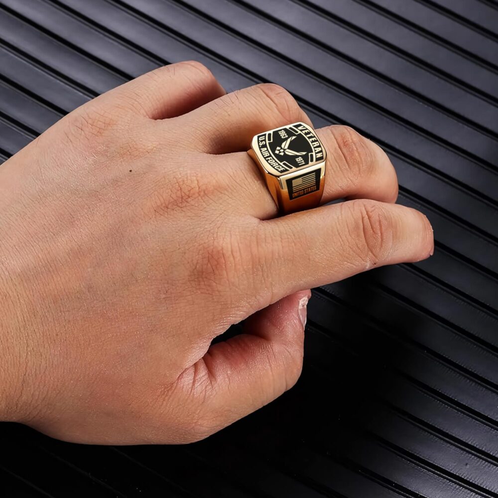 US Air Force , Aim High … Fly-Fight-Win - Engraved Men's Ring - Image 5