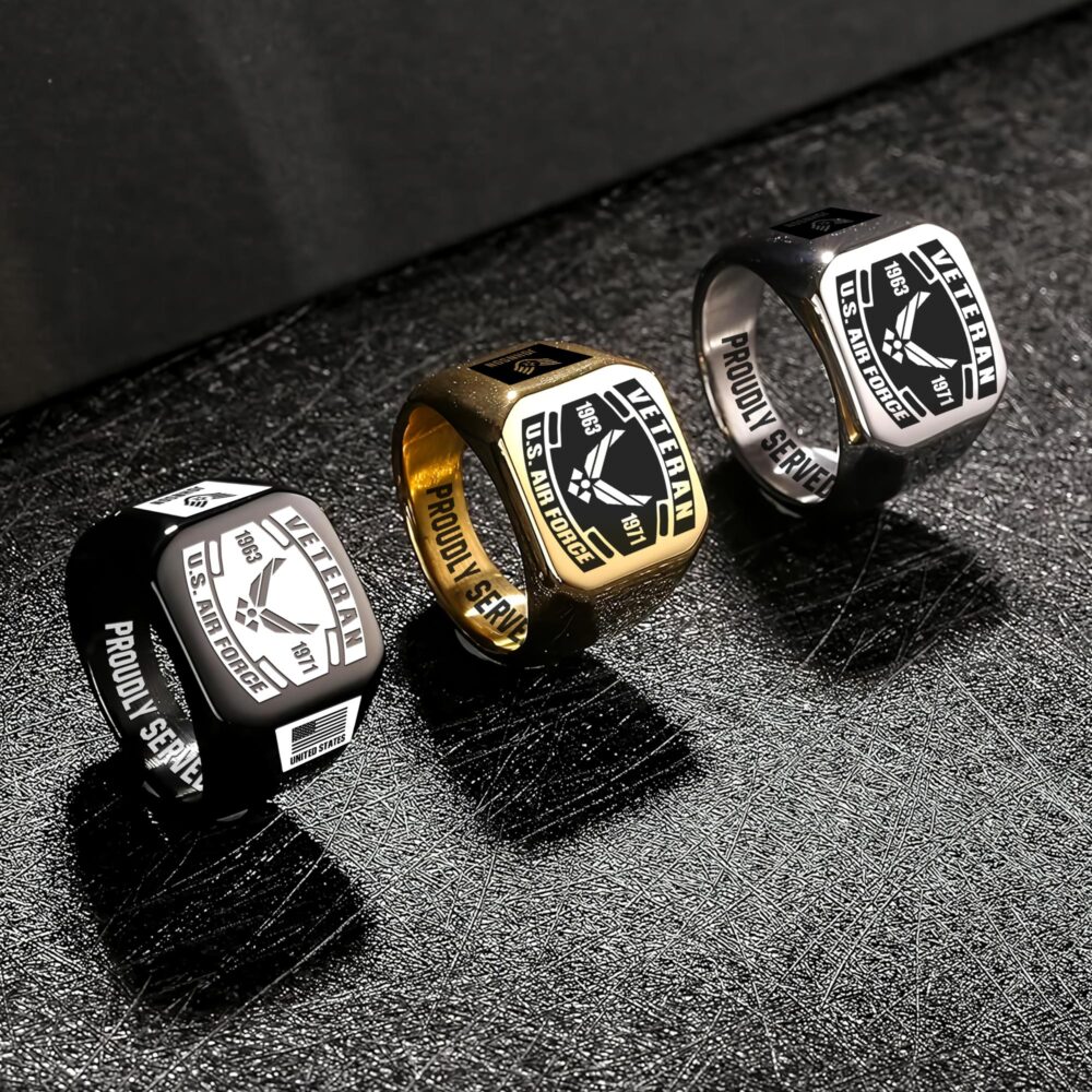 US Air Force , Aim High … Fly-Fight-Win - Engraved Men's Ring - Image 7