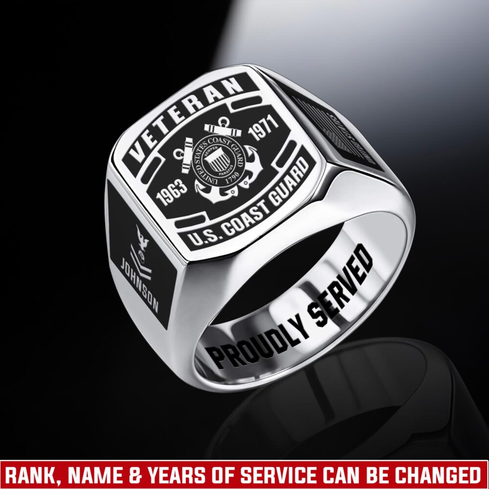 US Coast Guard, E 8 Gold - Engraved Men's Ring