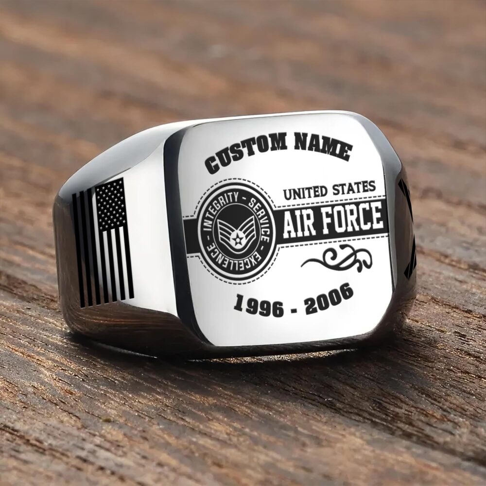 US Air Force , E 4 Air Force Sergeant - Engraved Men's Ring - Image 3