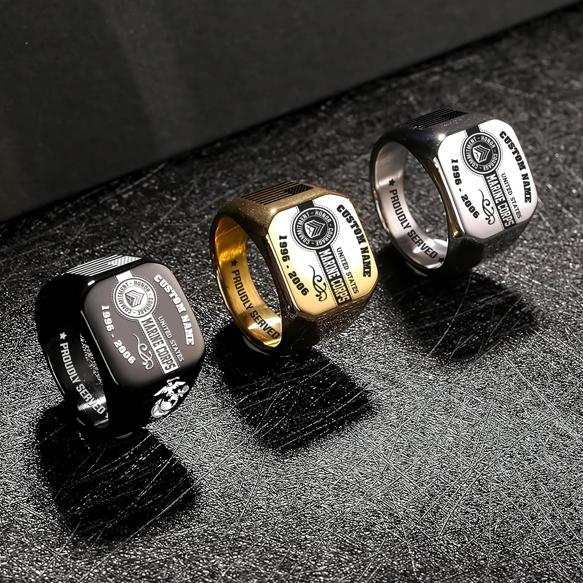 US Marine Corps, Thank a Veteran - Engraved Men's Ring - Image 7