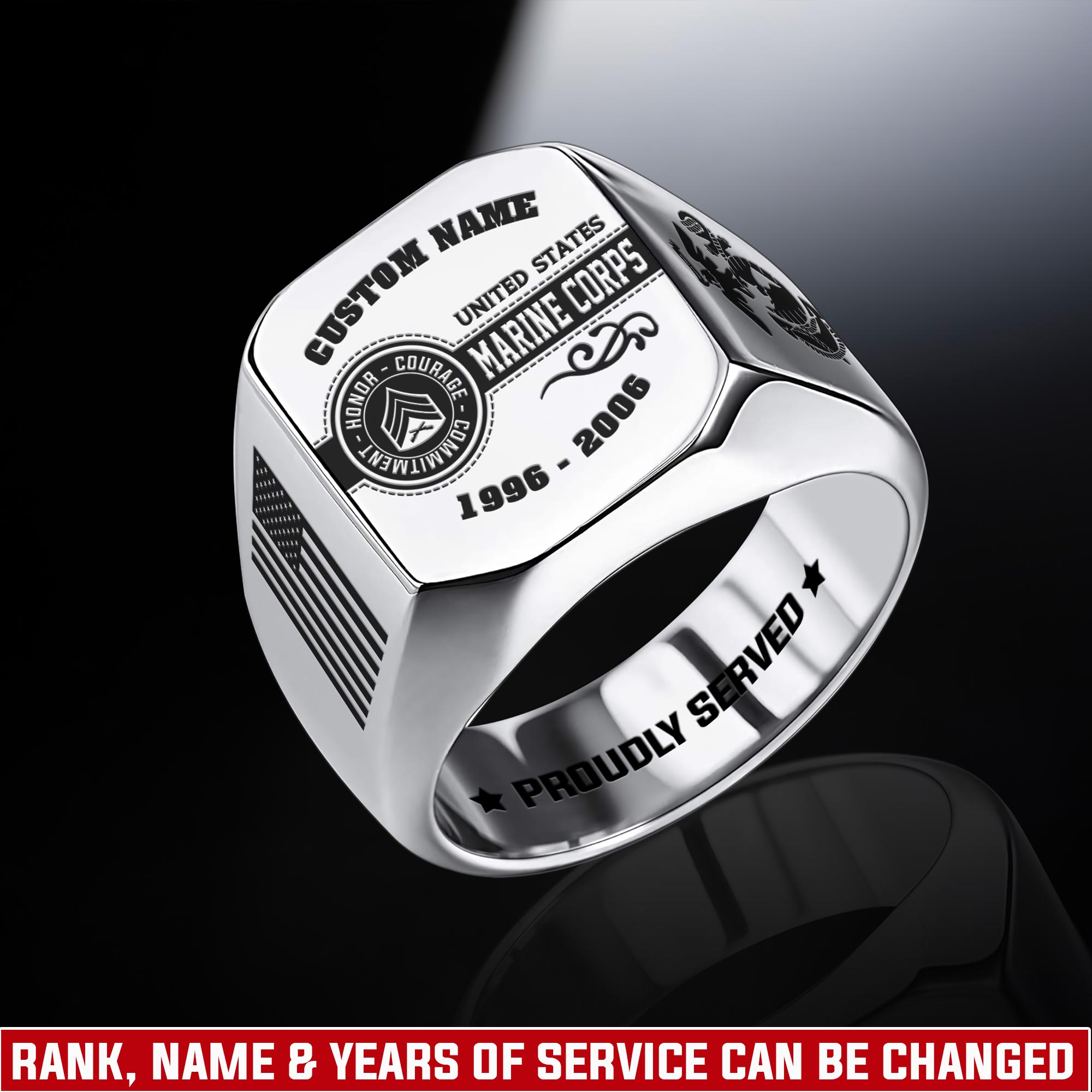 US Marine Corps, Thank a Veteran - Engraved Men's Ring
