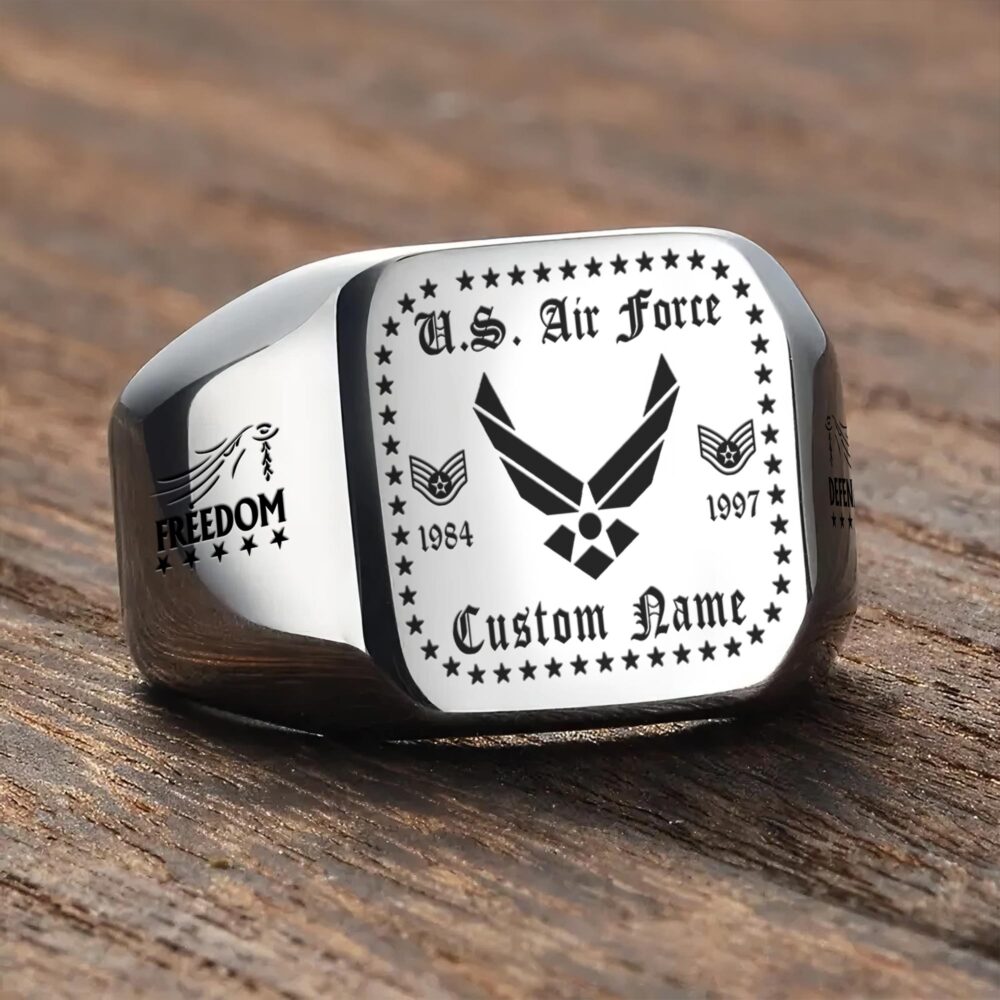 US Air Force , E 6 Air Force Technical Sergeant - Engraved Men's Ring - Image 3