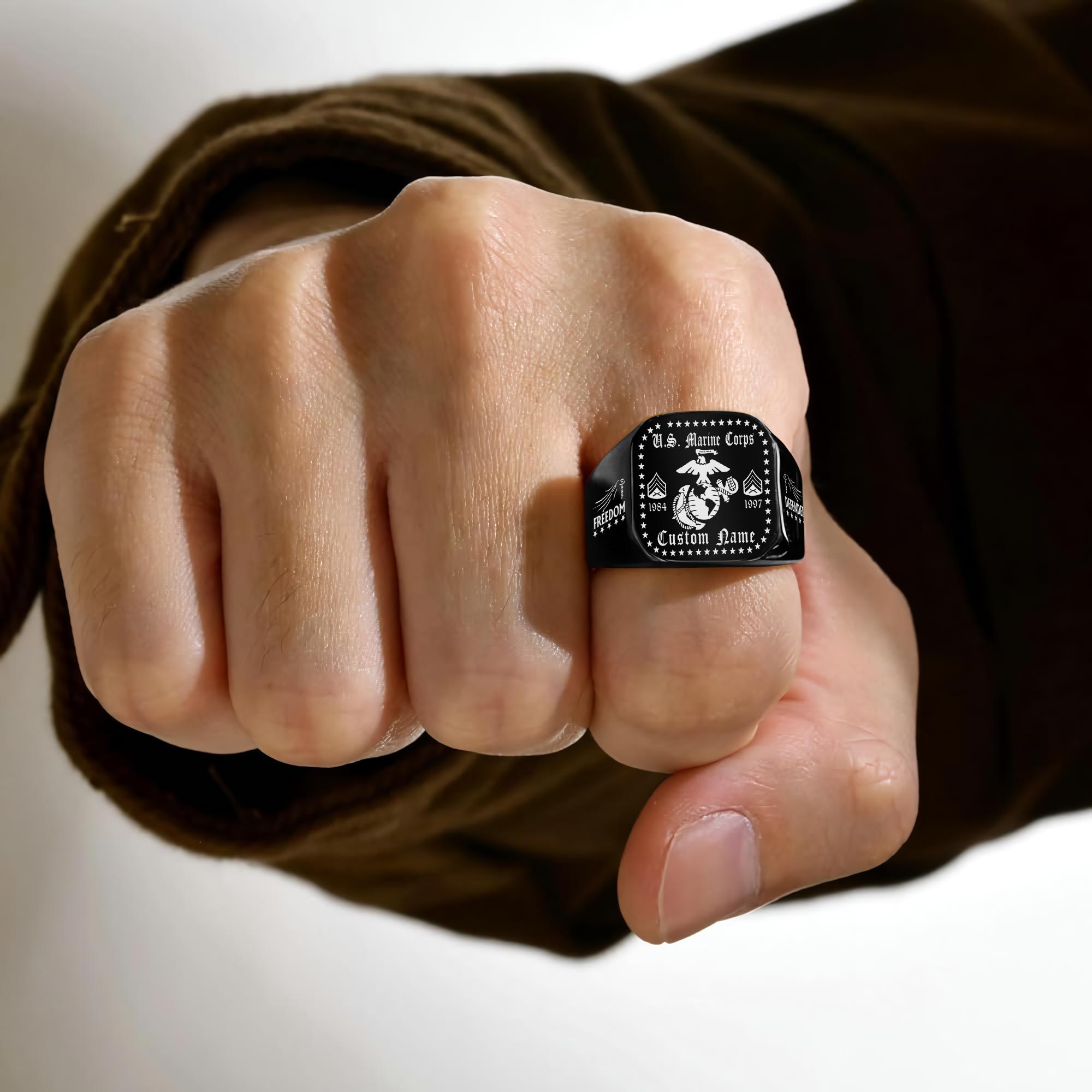 US Marine Corps, The Devil Dogs - Engraved Men's Ring - Image 4