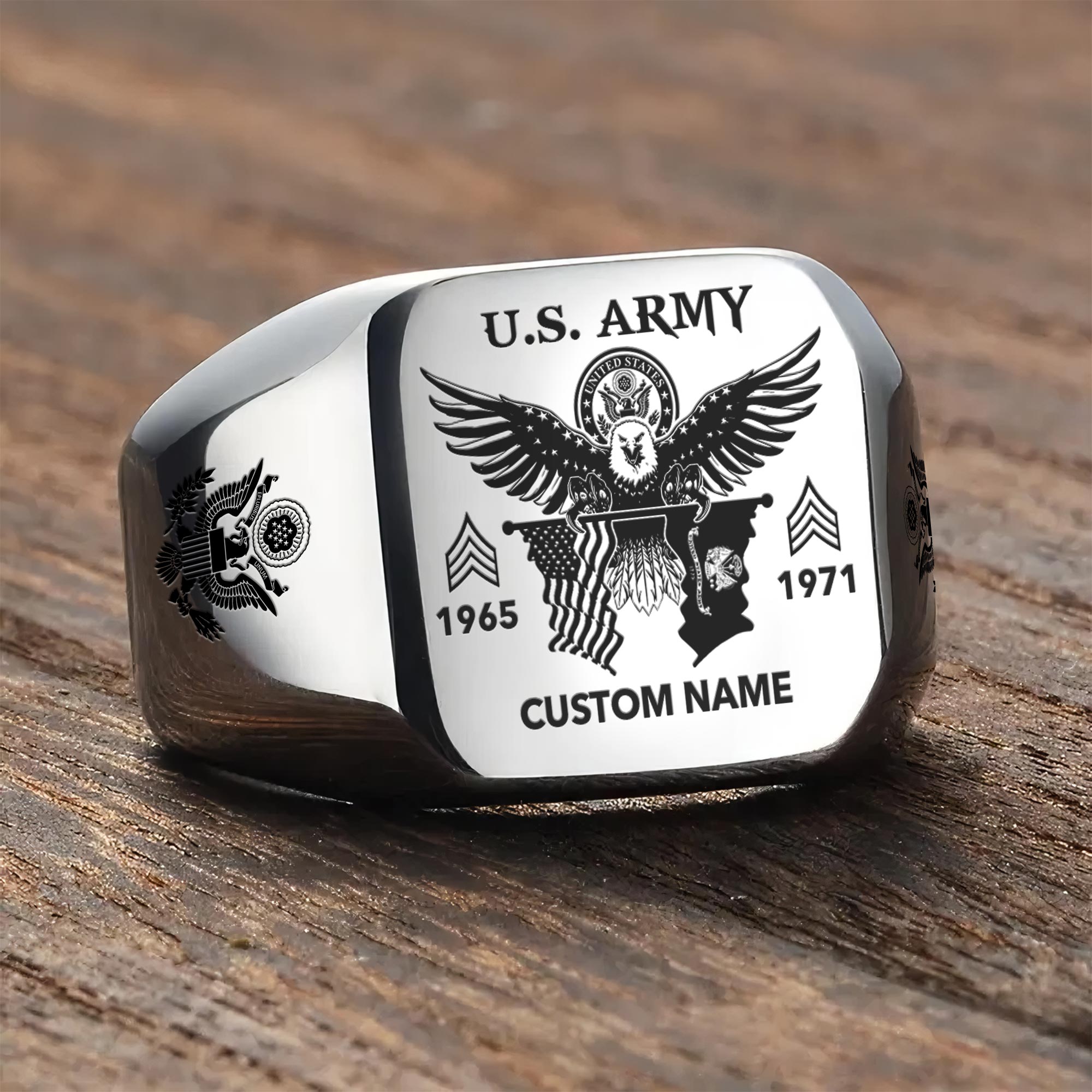 US Army, Served With Pride - Engraved Men's Ring - Image 3