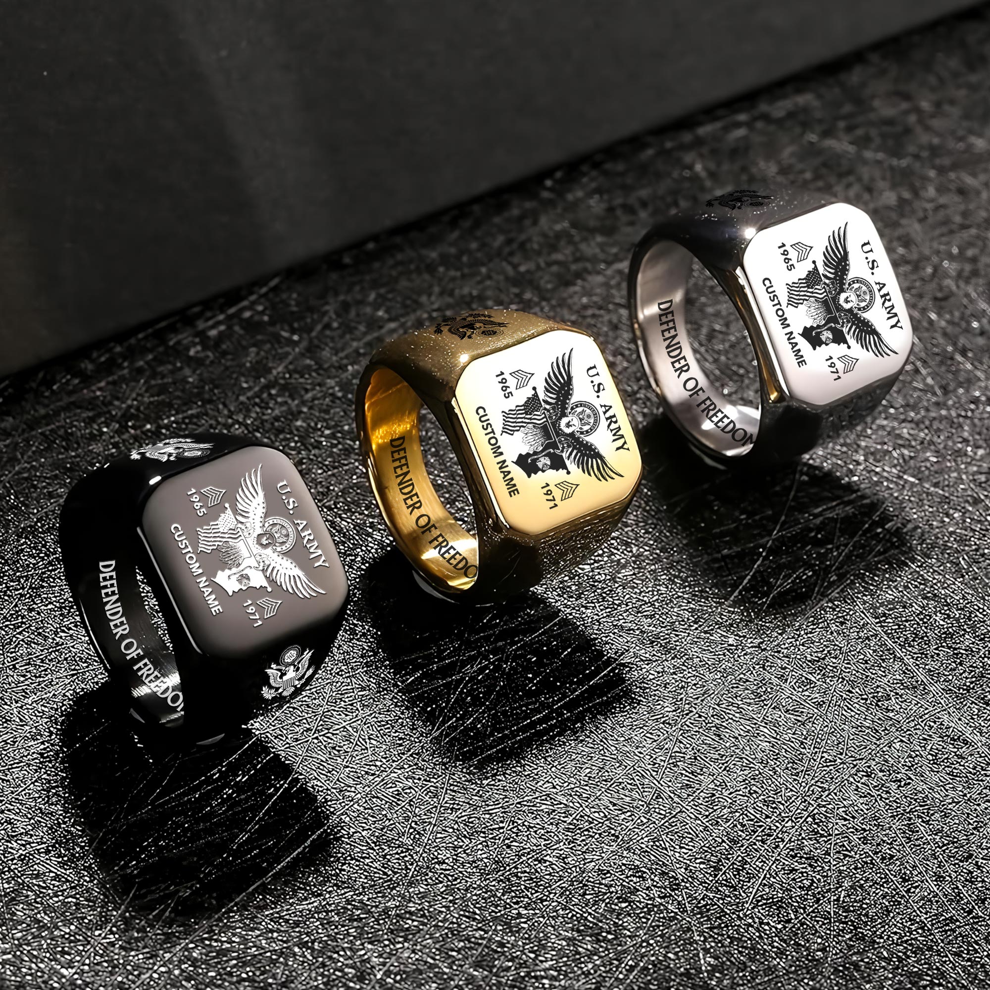 US Army, Served With Pride - Engraved Men's Ring - Image 7