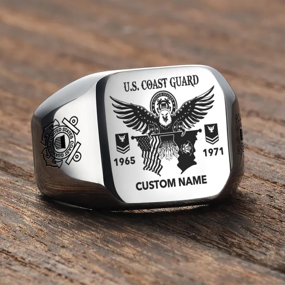 US Coast Guard, I Walked The Walk - Engraved Men's Ring - Image 3