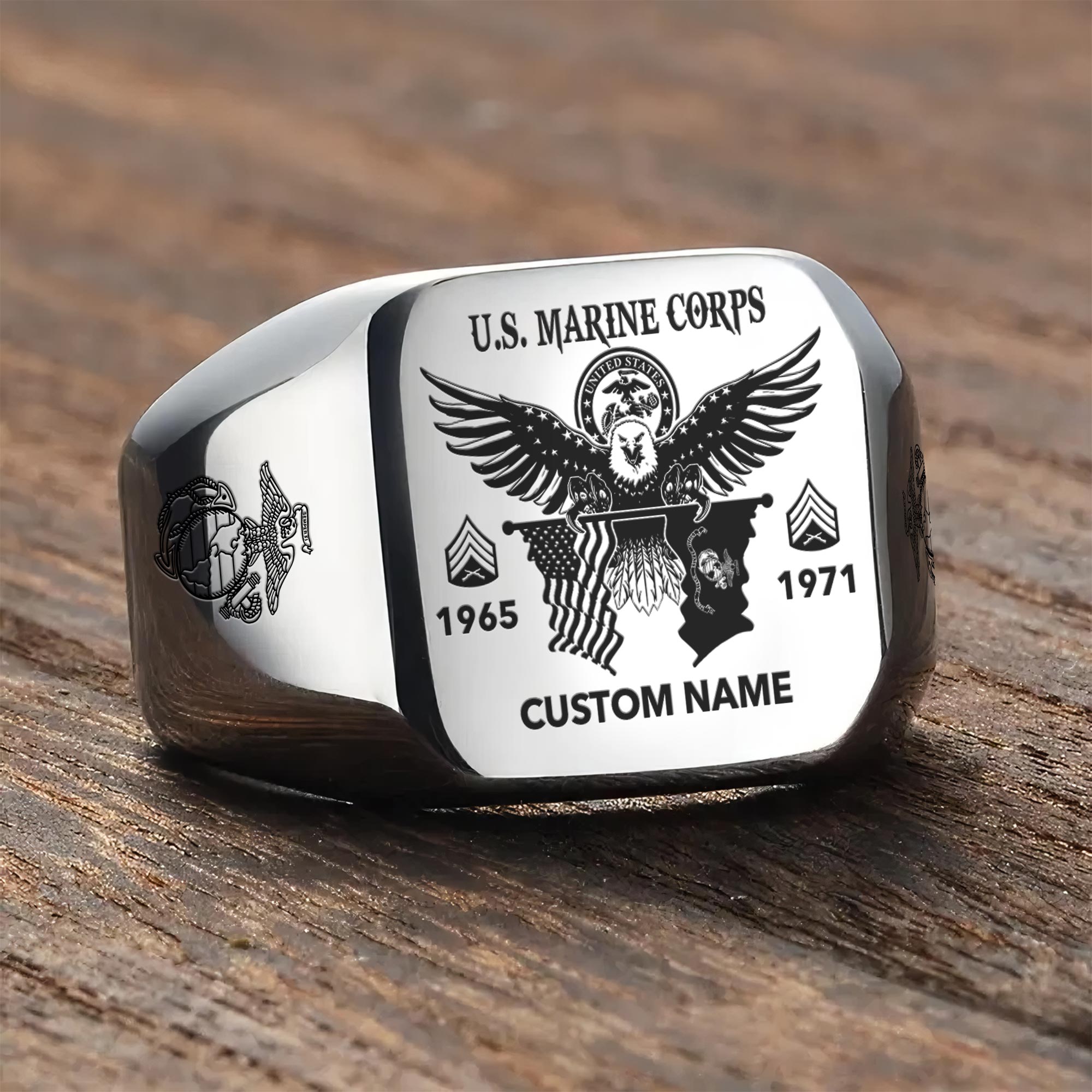 US Marine Corps, Once A Marine, Always A Marine - Engraved Men's Ring - Image 3