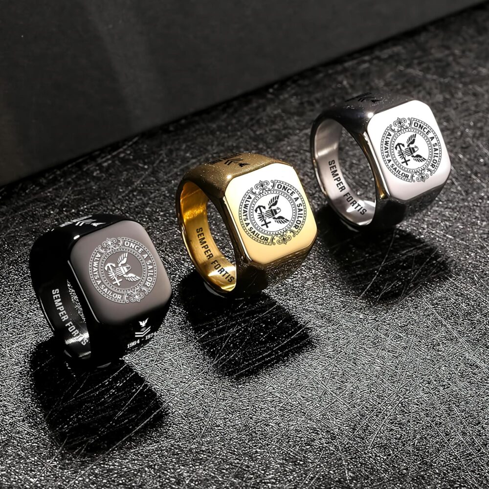 US Navy, E 8 Gold - Engraved Men's Ring - Image 7