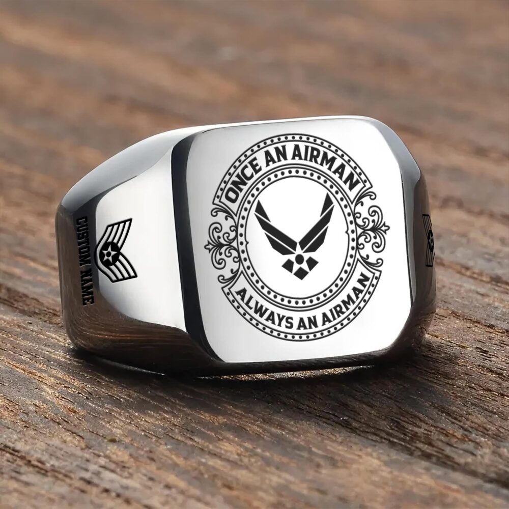 US Air Force , Once An Airman, Always An Airman - Engraved Men's Ring - Image 3