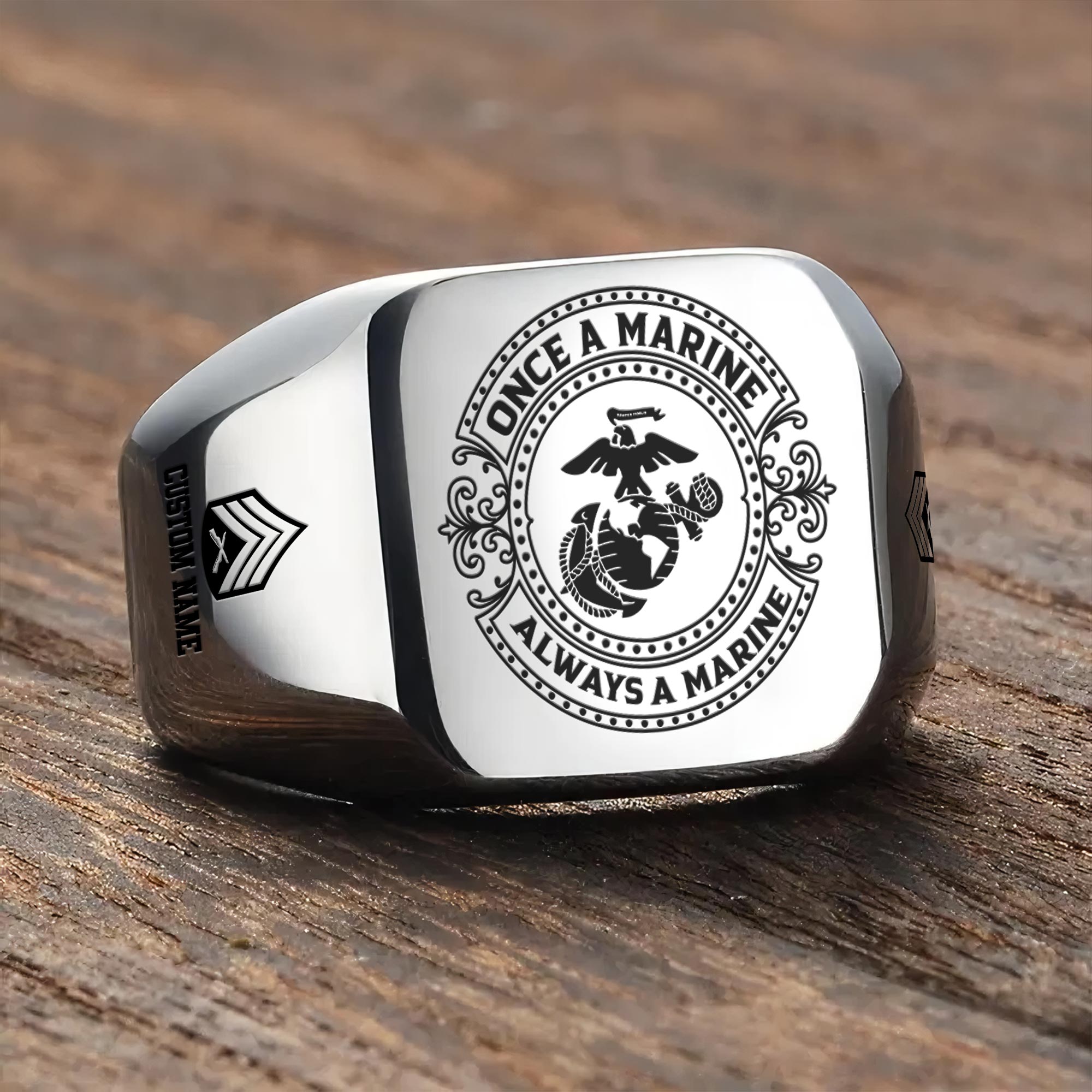 US Marine Corps, Always Remember, Never Forget - Engraved Men's Ring - Image 3