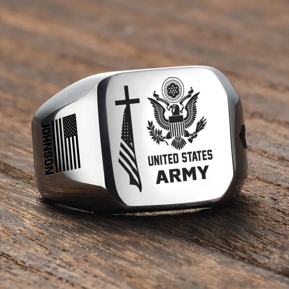 US Army, E 5 Army Sergeant - Engraved Men's Ring - Image 3