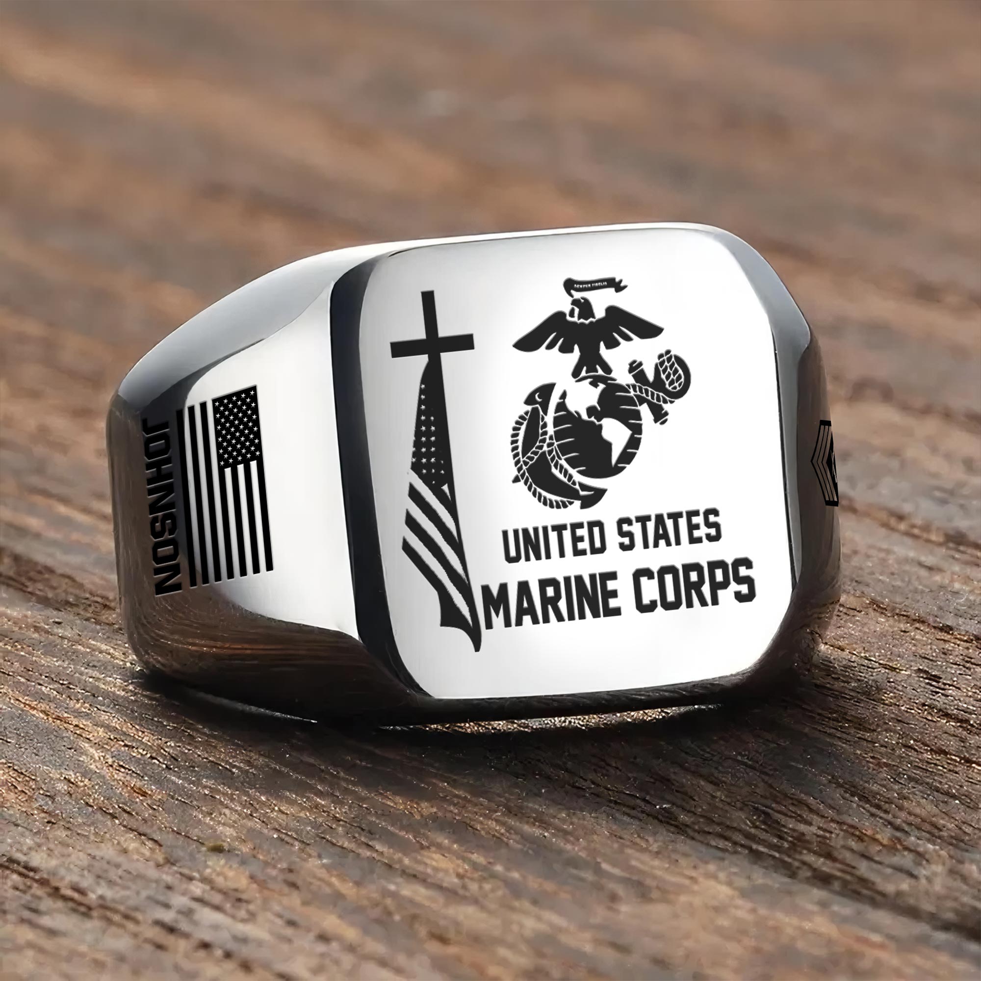 US Marine Corps, O 2 Marines First Lieutenant - Engraved Men's Ring - Image 3