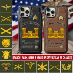 Army Branch, E 4 Army Corporal - Leather Flip Phone Case