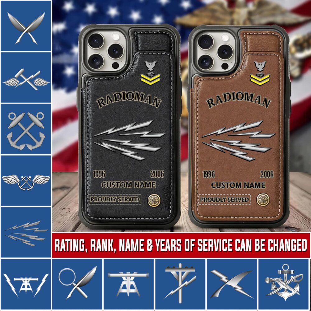 Navy Rating, Freedom Over Fear - Leather Flip Phone Case