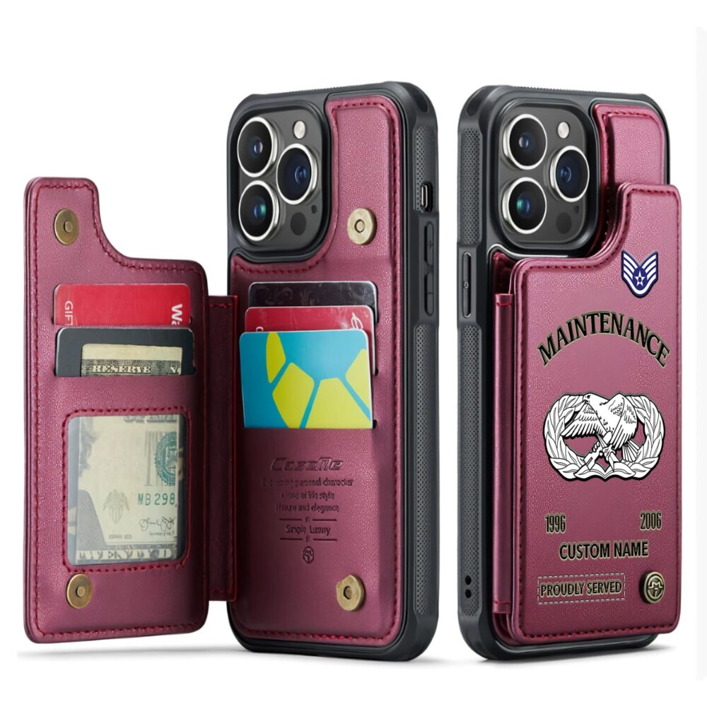 Air Force Badge, E 2 Air Force Airman - Leather Flip Phone Case - Image 4