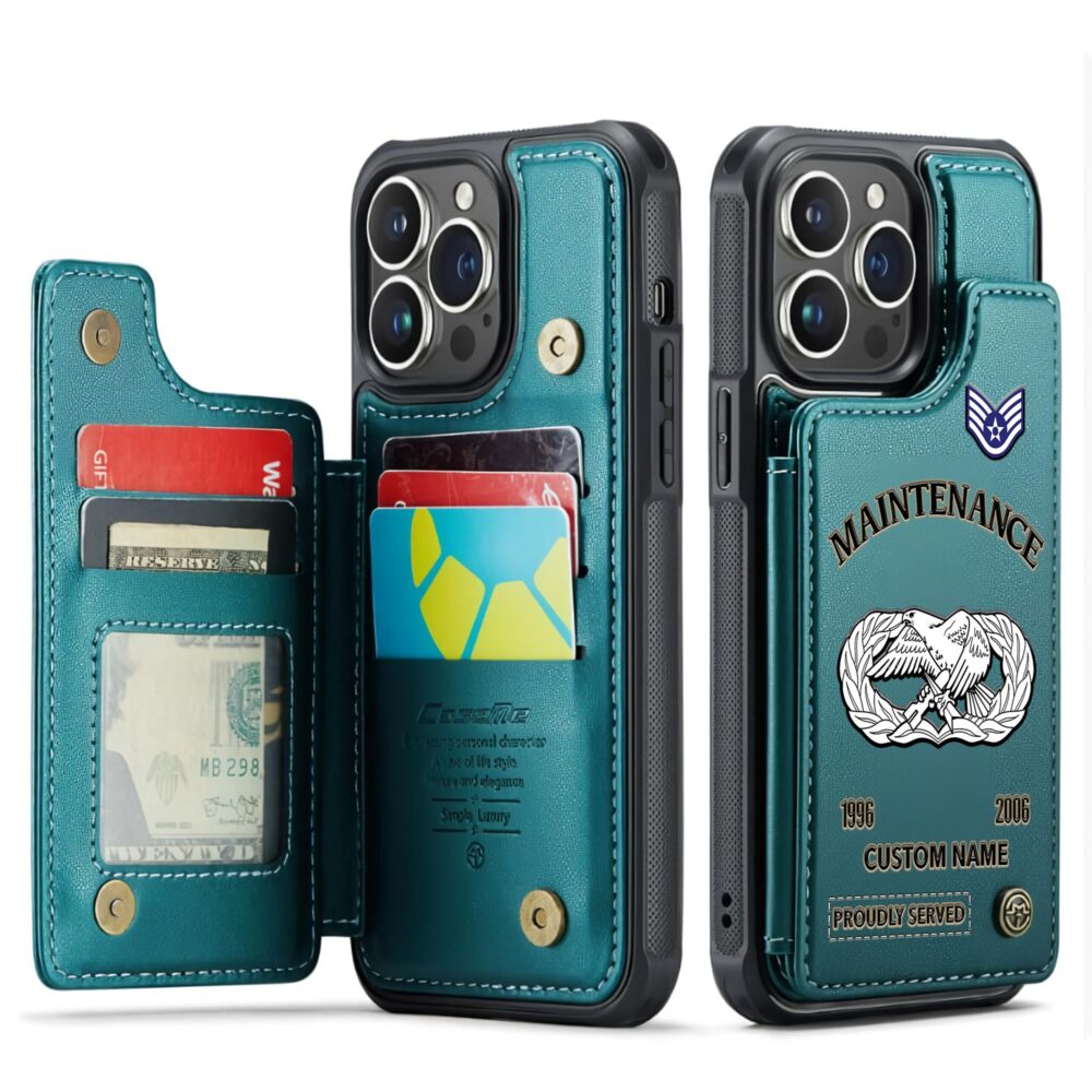 Air Force Badge, E 2 Air Force Airman - Leather Flip Phone Case - Image 5