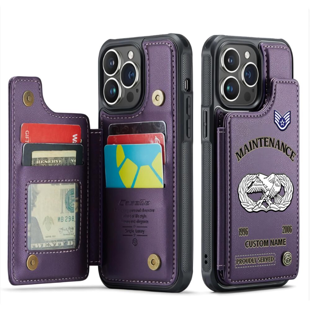 Air Force Badge, E 2 Air Force Airman - Leather Flip Phone Case - Image 6