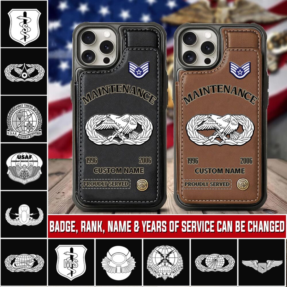 Air Force Badge, E 2 Air Force Airman - Leather Flip Phone Case