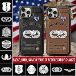 Air Force Badge, E 2 Air Force Airman - Leather Flip Phone Case