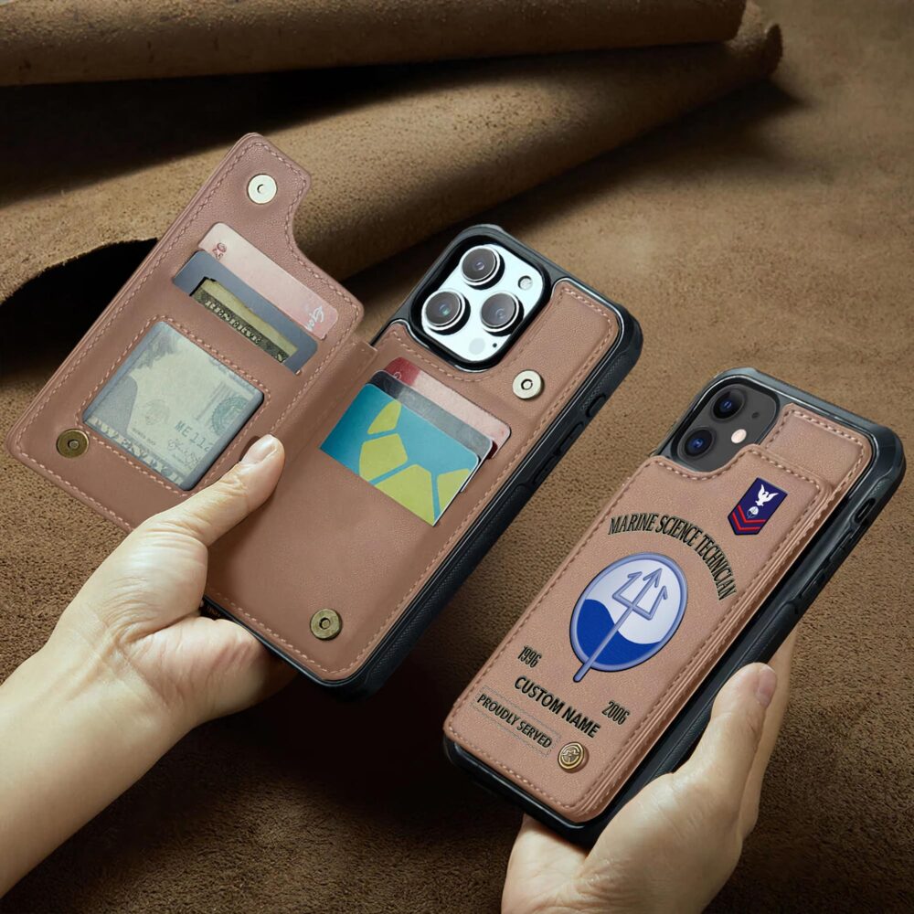 Coast Guard Rating, Proud To Have Served - Leather Flip Phone Case - Image 2