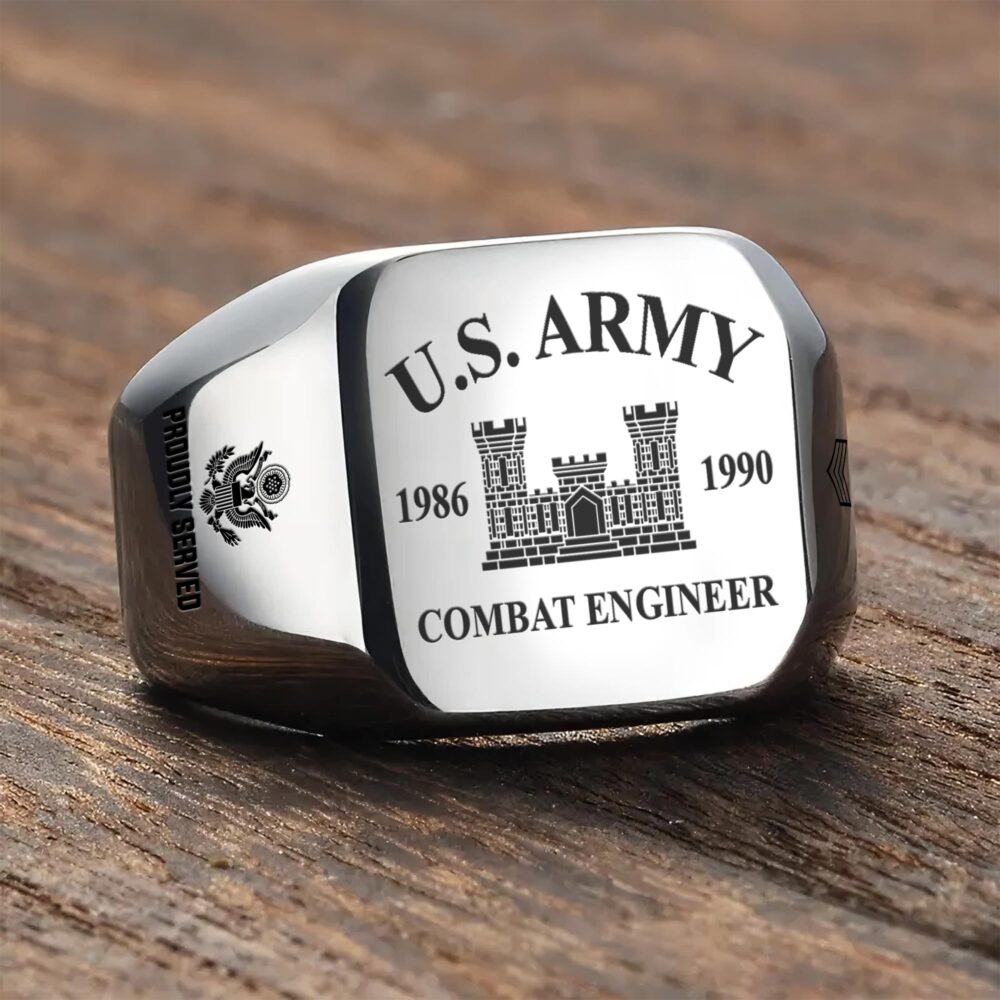 Army Branch, No One Fights Alone - Engraved Men's Ring - Image 3