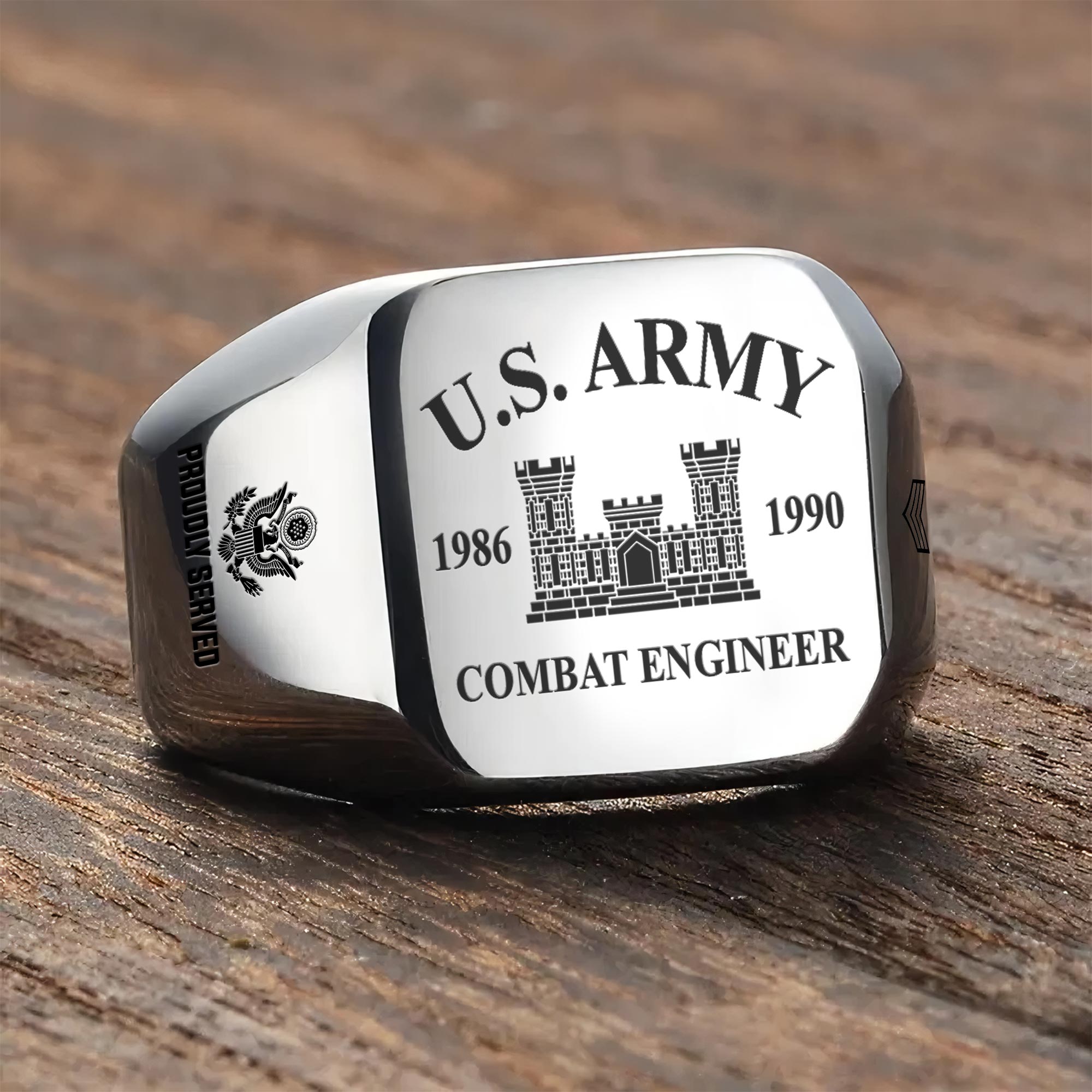 Army Branch, No One Fights Alone - Engraved Men's Ring - Image 3