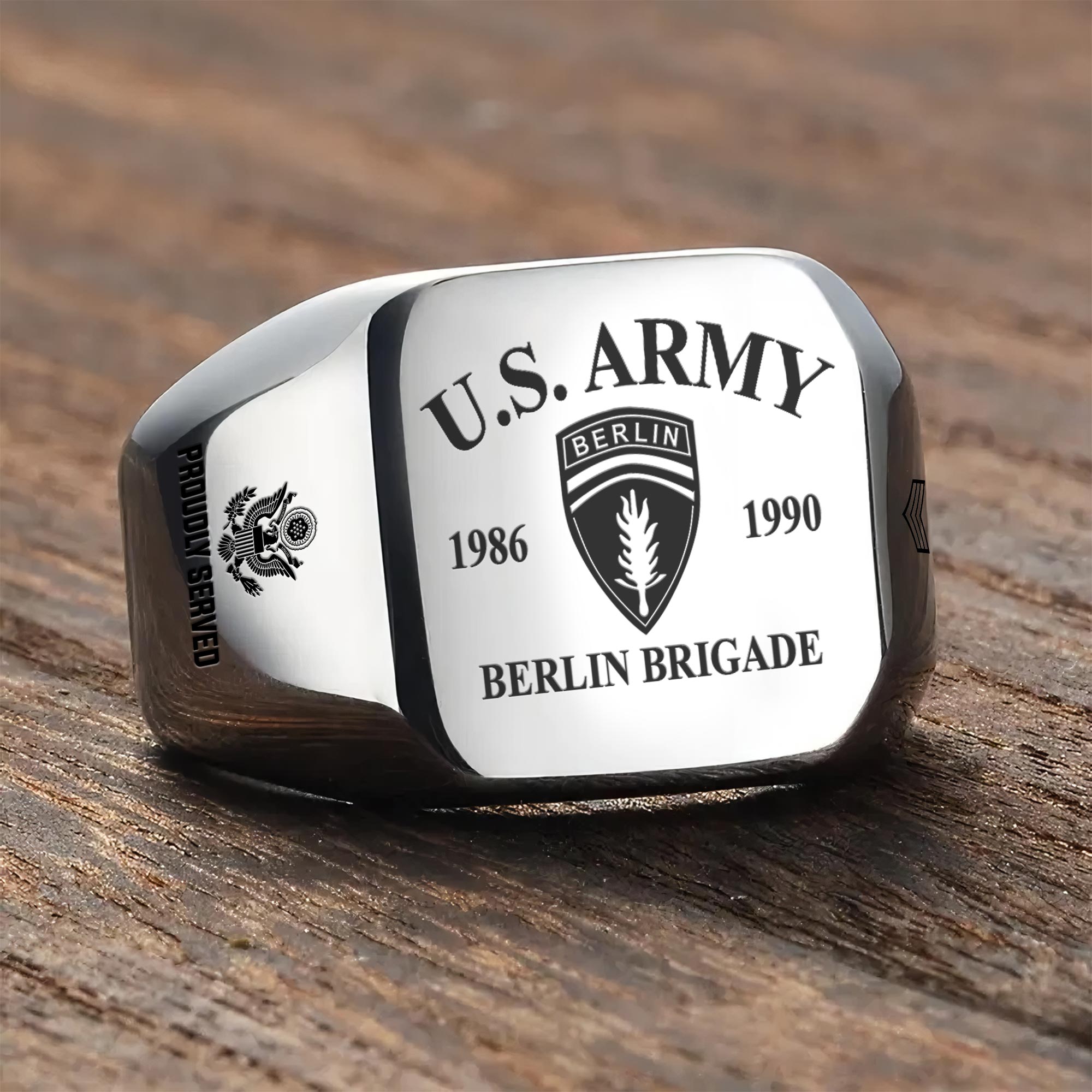 Army Division, American By Birth, Veteran By Choice - Engraved Men's Ring - Image 3