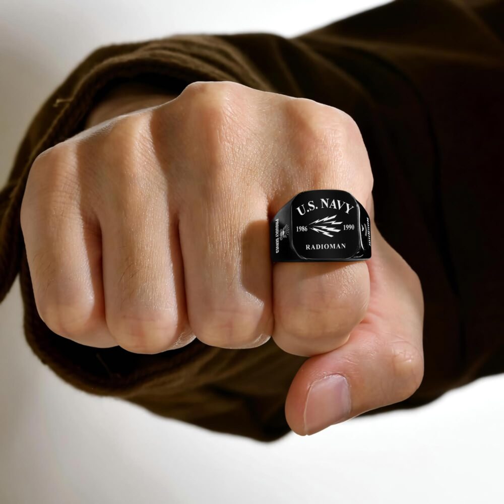 Navy Rating, Defender of Freedom - Engraved Men's Ring - Image 4