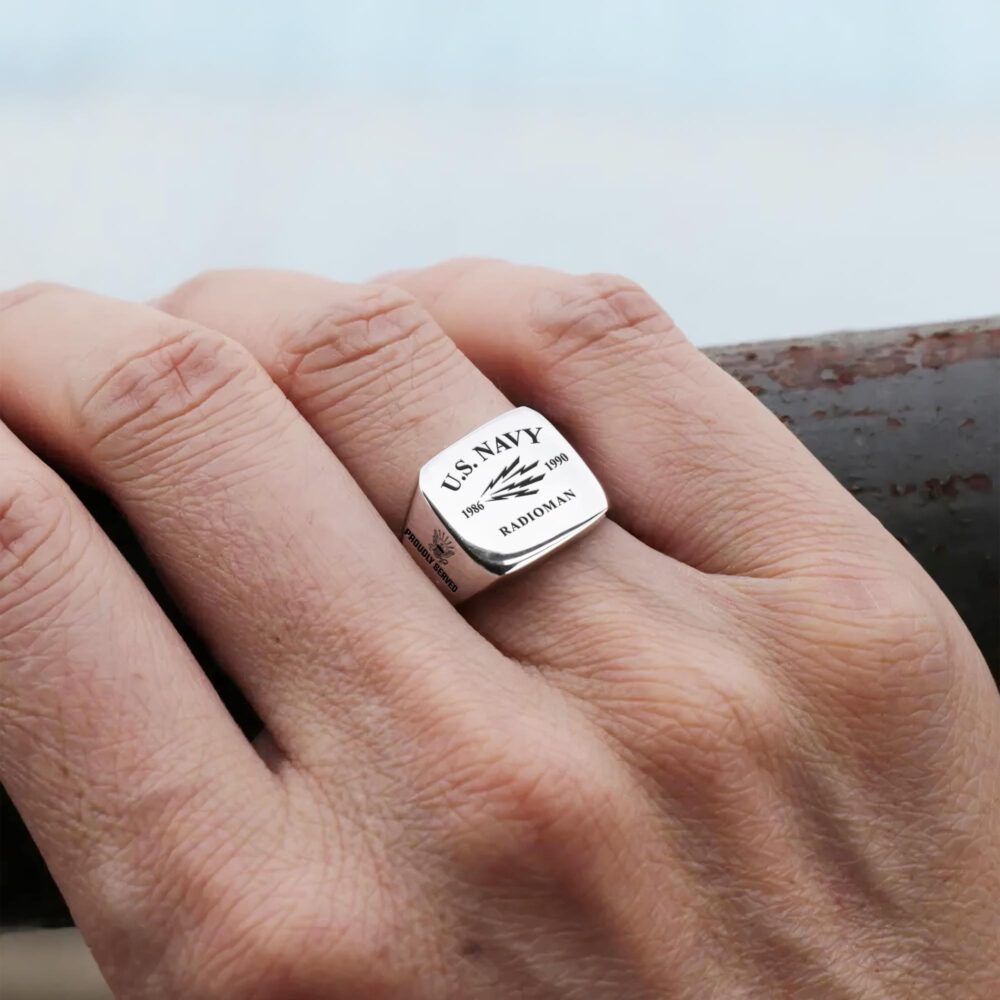 Navy Rating, Defender of Freedom - Engraved Men's Ring - Image 6
