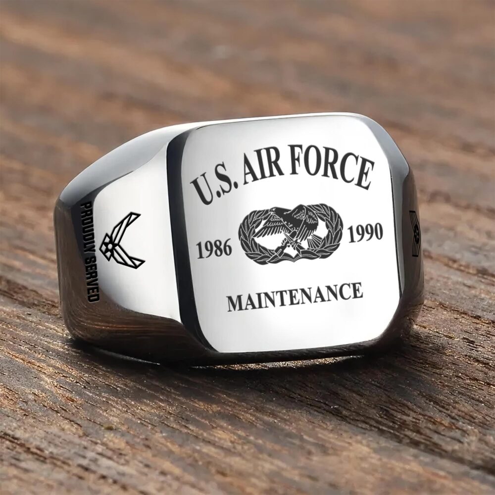 Air Force Badge, Thank a Veteran - Engraved Men's Ring - Image 3