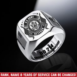 US Army, E 3 Army Private First Class - Engraved Men's Ring