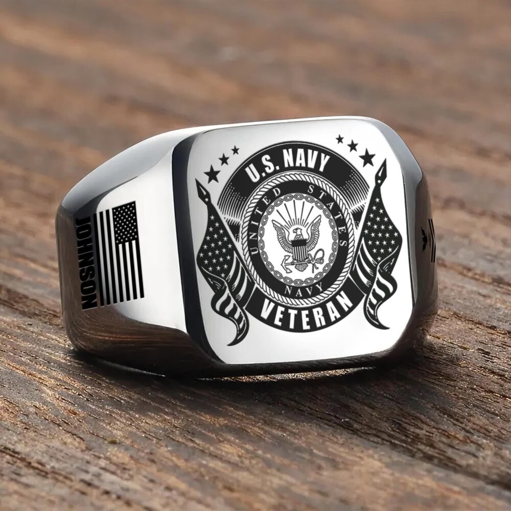 US Navy, Semper Fortis - Engraved Men's Ring - Image 3