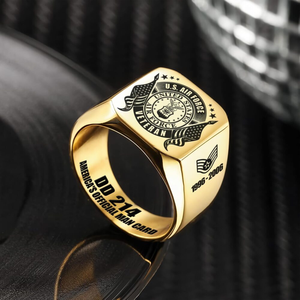 US Air Force , Duty, Honor, Country - Engraved Men's Ring - Image 2