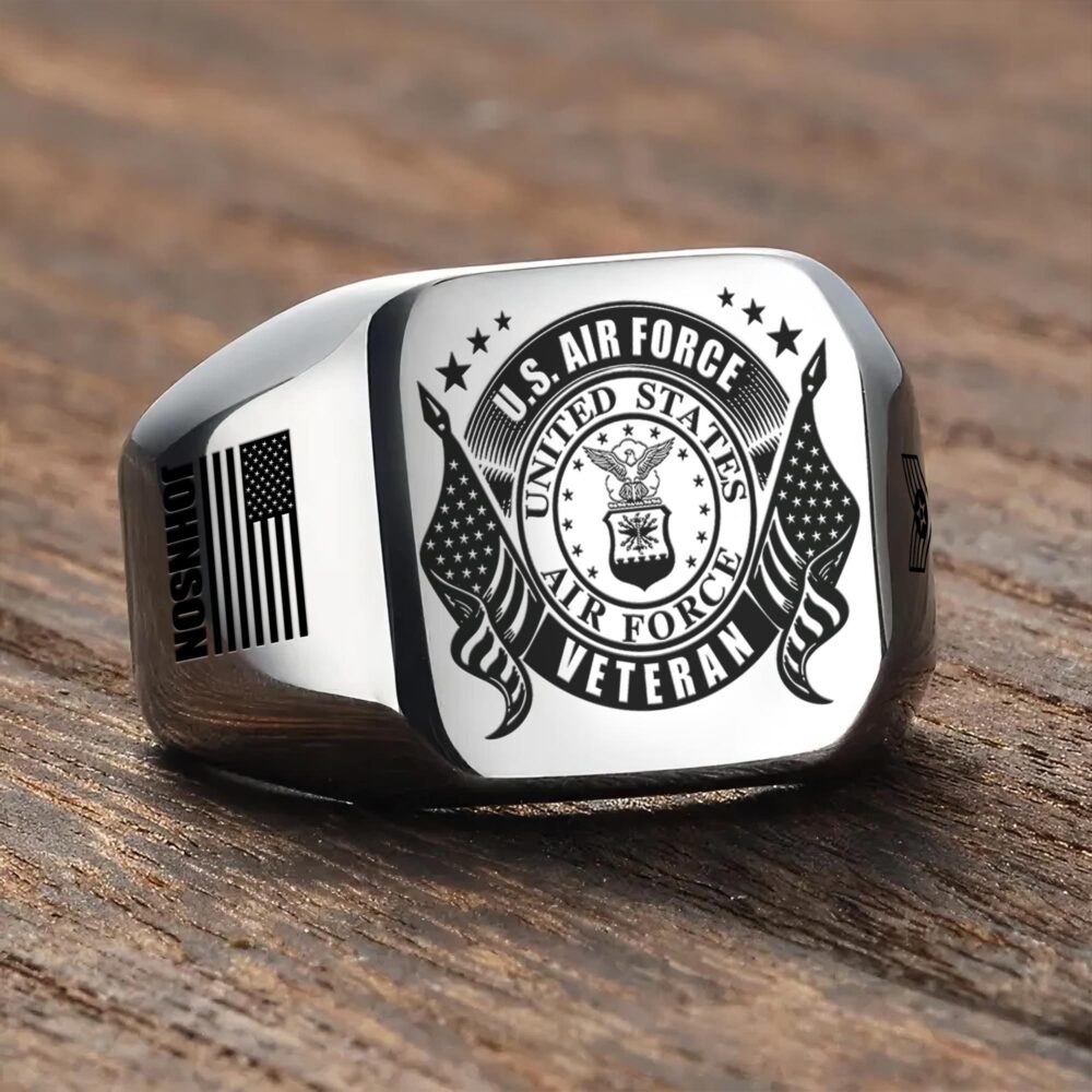 US Air Force , Duty, Honor, Country - Engraved Men's Ring - Image 3
