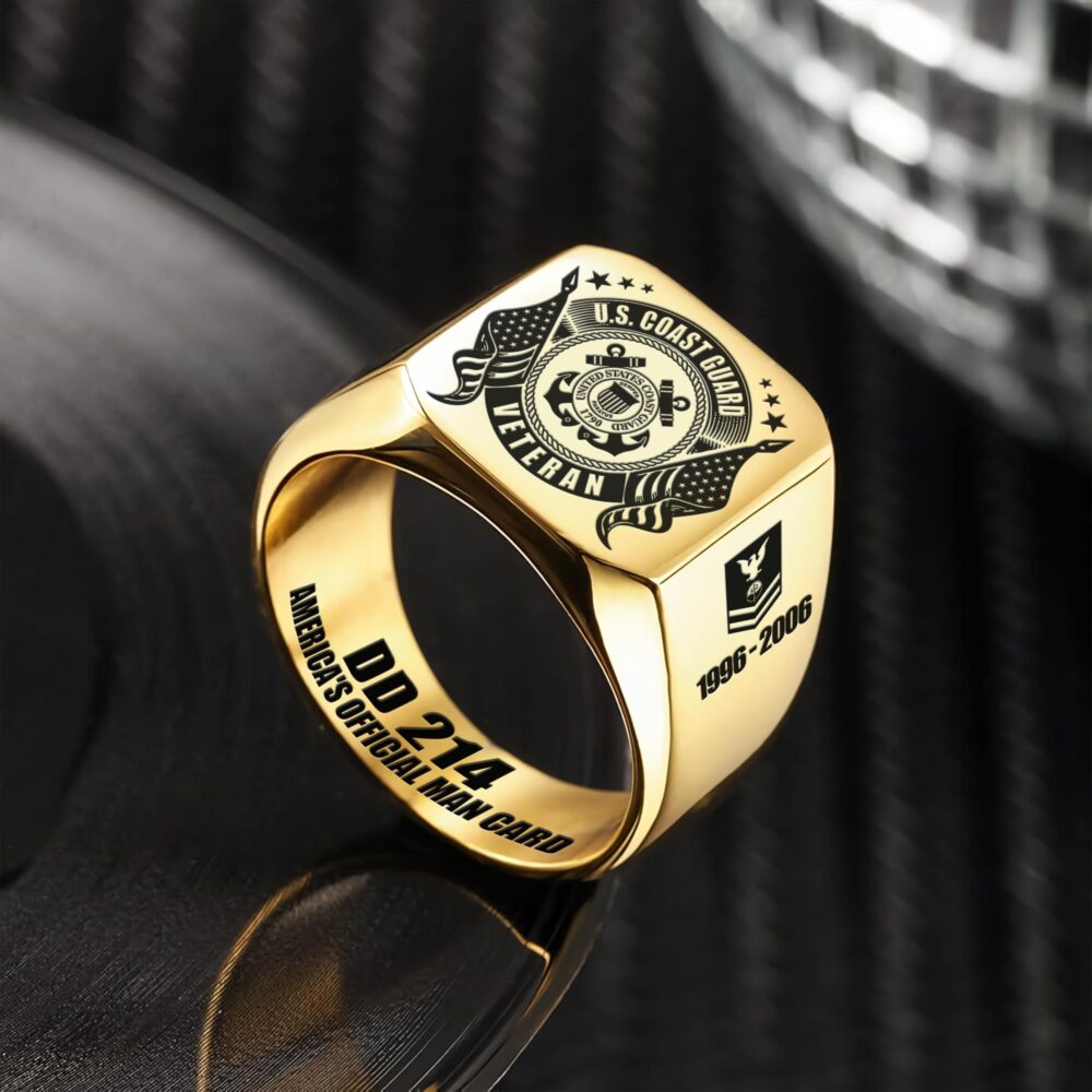 US Coast Guard, I Walked The Walk - Engraved Men's Ring - Image 2