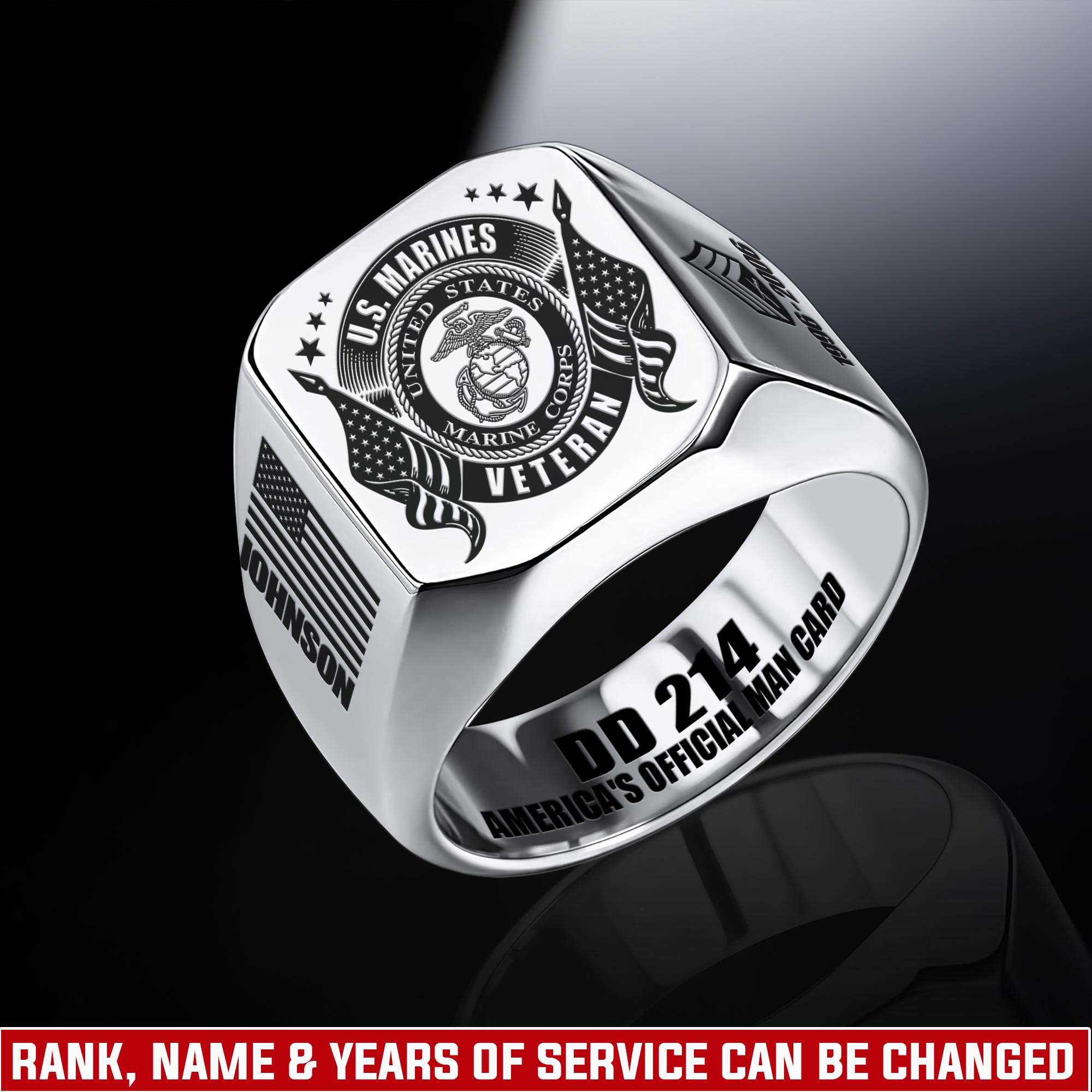 US Marine Corps, All Gave Some, Some Gave All - Engraved Men's Ring