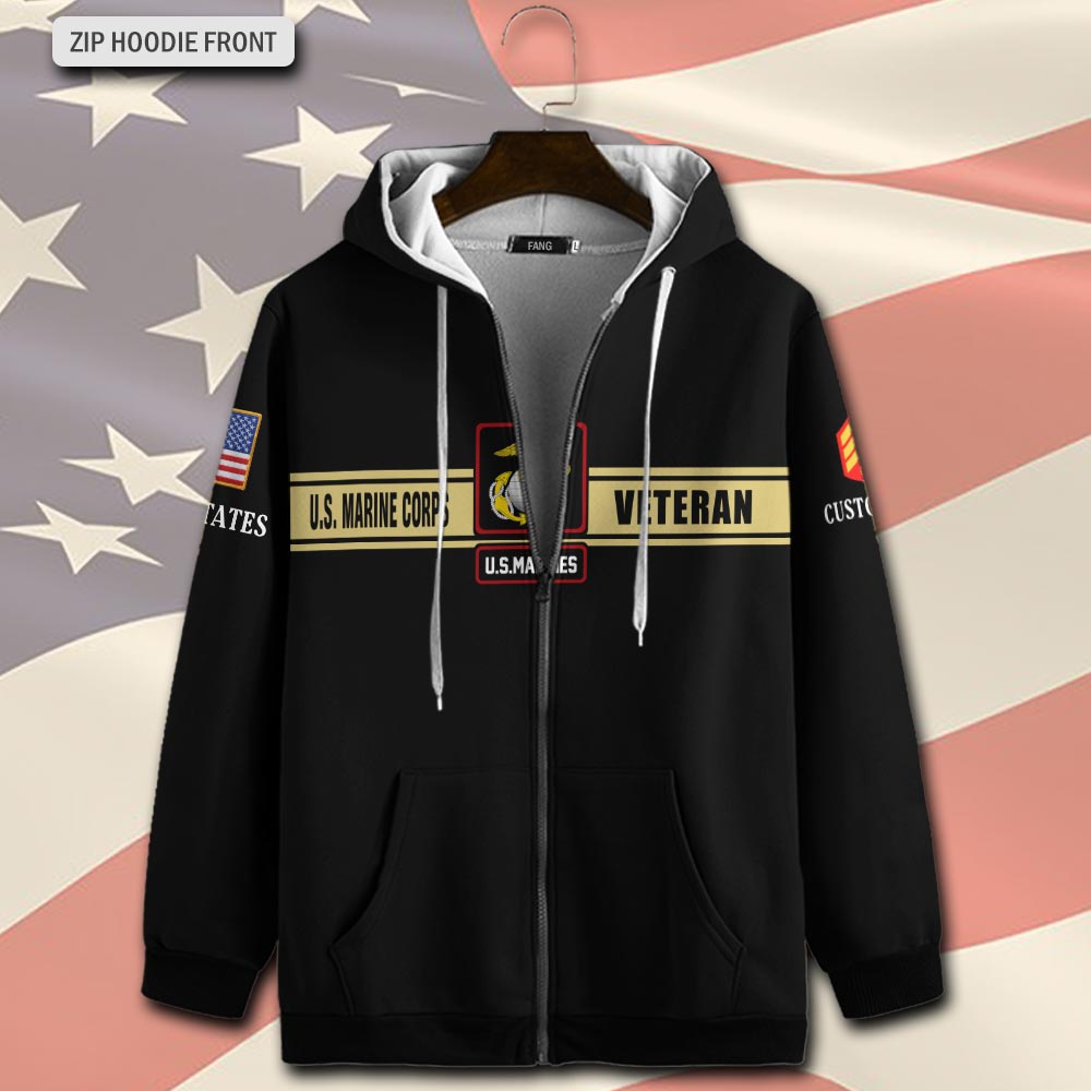 US Marine Corps, Land Of The Free, Because Of The Brave - Zip Hoodie - Image 2