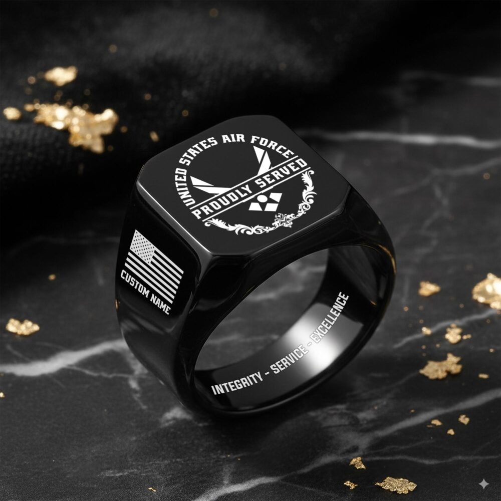 US Air Force , Freedom Isn't Free - Engraved Men's Ring - Image 8