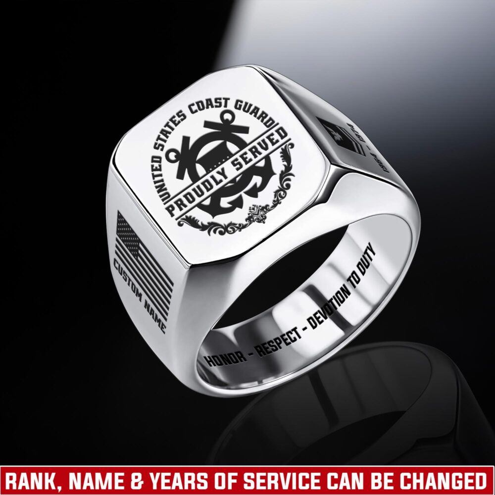 US Coast Guard, Defender of Freedom - Engraved Men's Ring