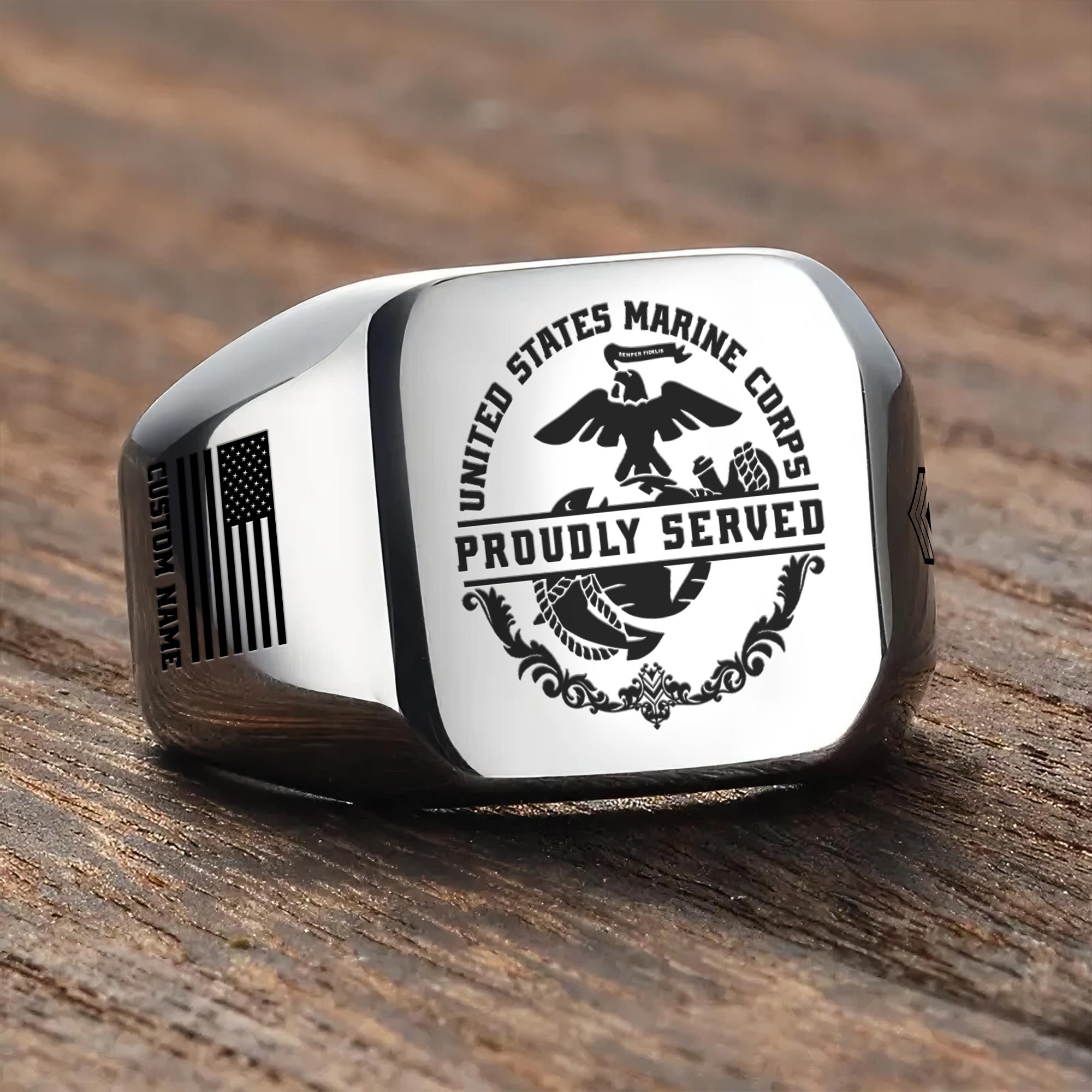 US Marine Corps, Freedom Isn't Free - Engraved Men's Ring - Image 3