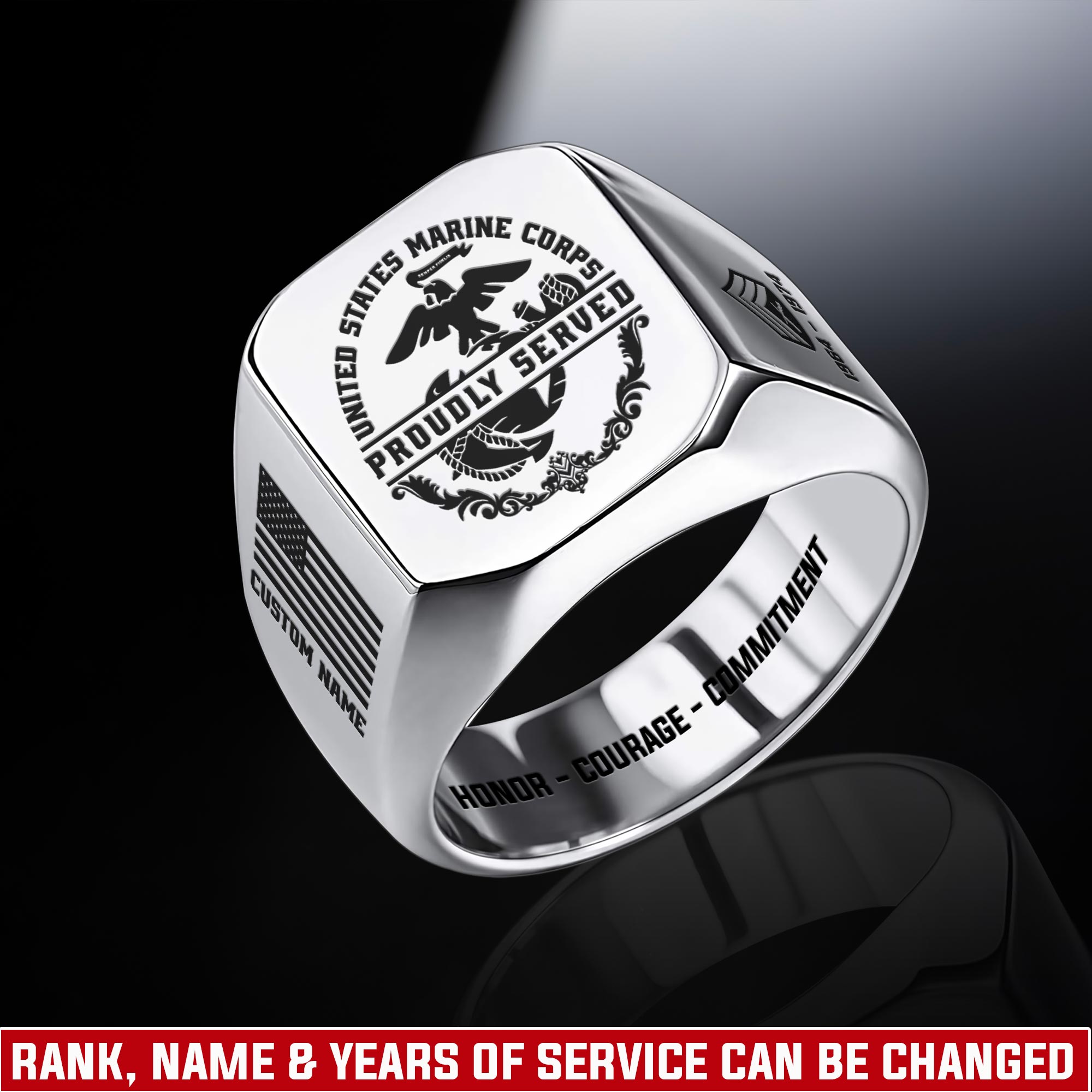 US Marine Corps, Freedom Isn't Free - Engraved Men's Ring