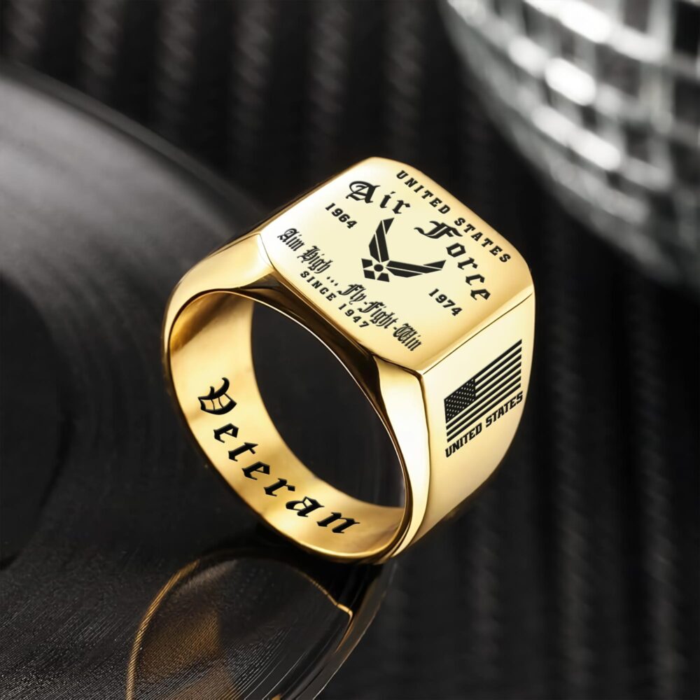 US Air Force , E 9 Air Force Command Chief Master Sergeant - Engraved Men's Ring - Image 2